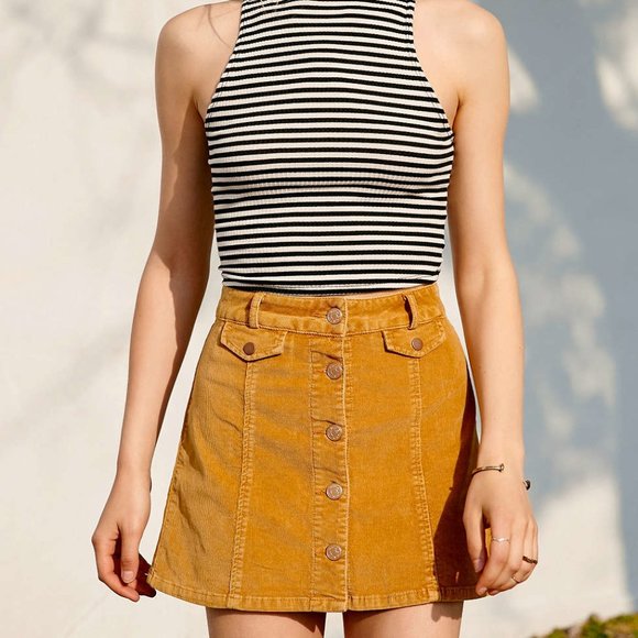 Urban Outfitters BDG Corduroy Button-front Mini Skirt in Yellow - Picture 3 of 6
